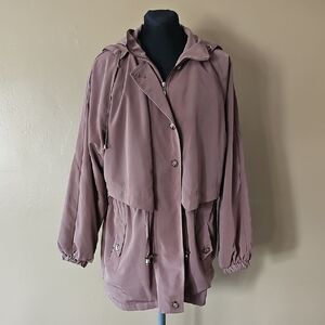 PA Originals Vintage Hooded Light Brown Trench Coat Jacket Women's Size Medium